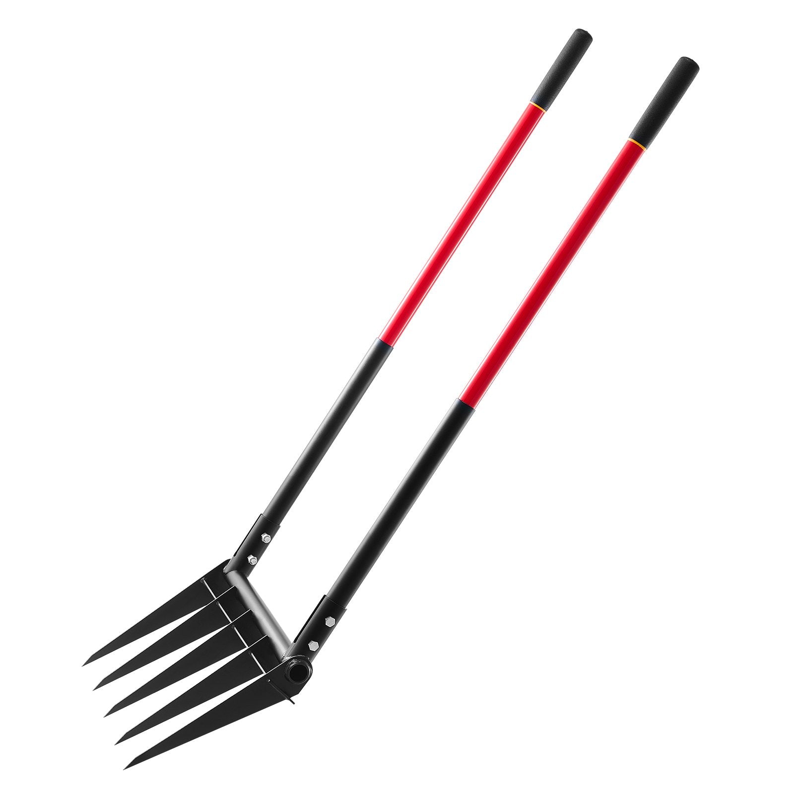 Heavy Duty 5-Tine Broad Fork with Ergonomic U-Shaped Design, Dual Fiberglass Handles for Composting, Aeration, and Transplanting