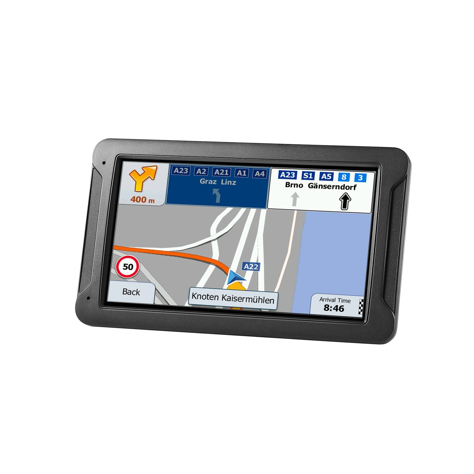 7" GPS Navigator with Dash Cam, 16GB Storage, Voice Guidance, Custom Truck Routing, Speed & Red Light Alerts for Car, Truck, RV