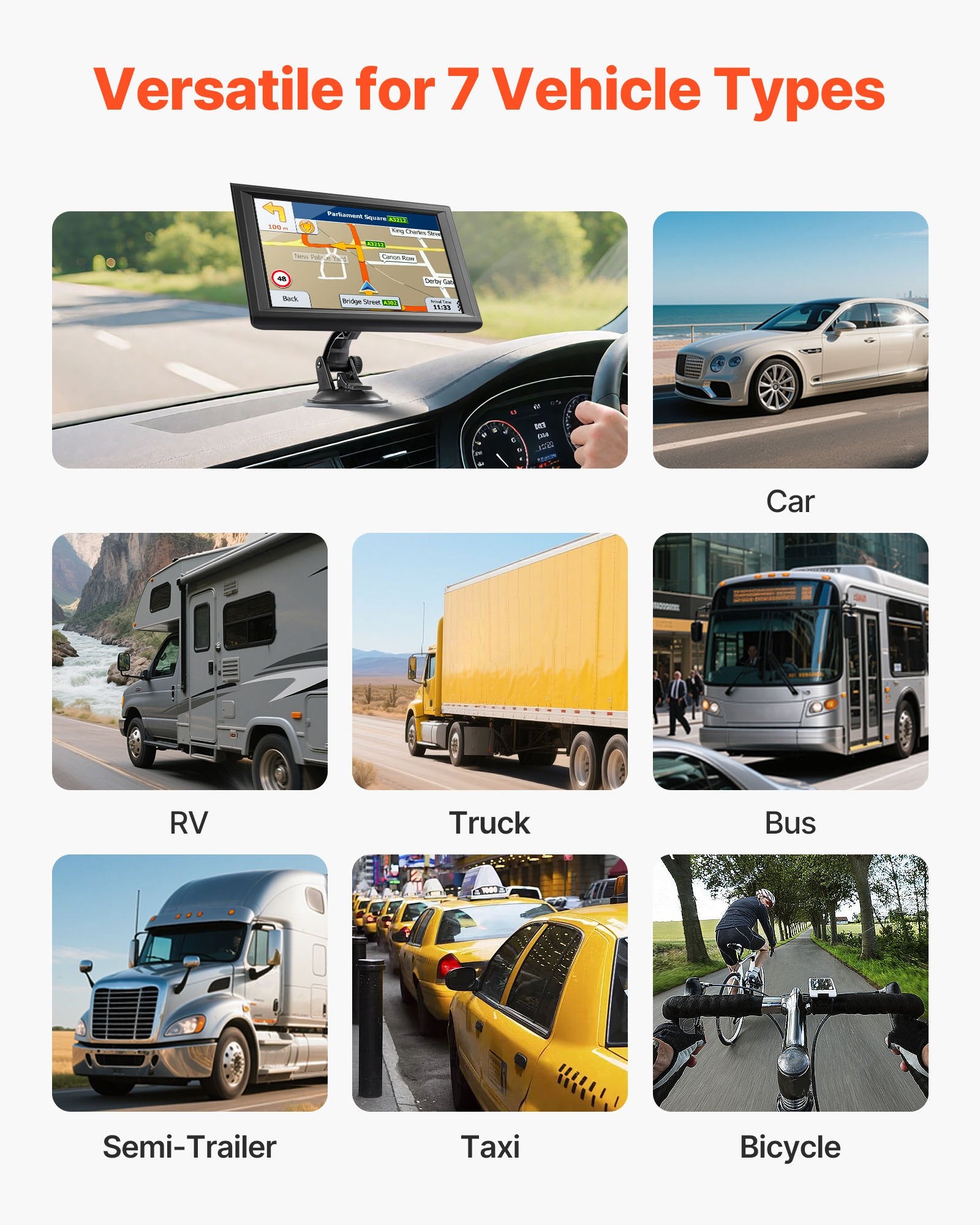 9-Inch GPS Navigator with Dash Cam, Voice Guidance, Speed Alerts, Custom Truck Routes, Car/Truck/RV Navigation System 16GB