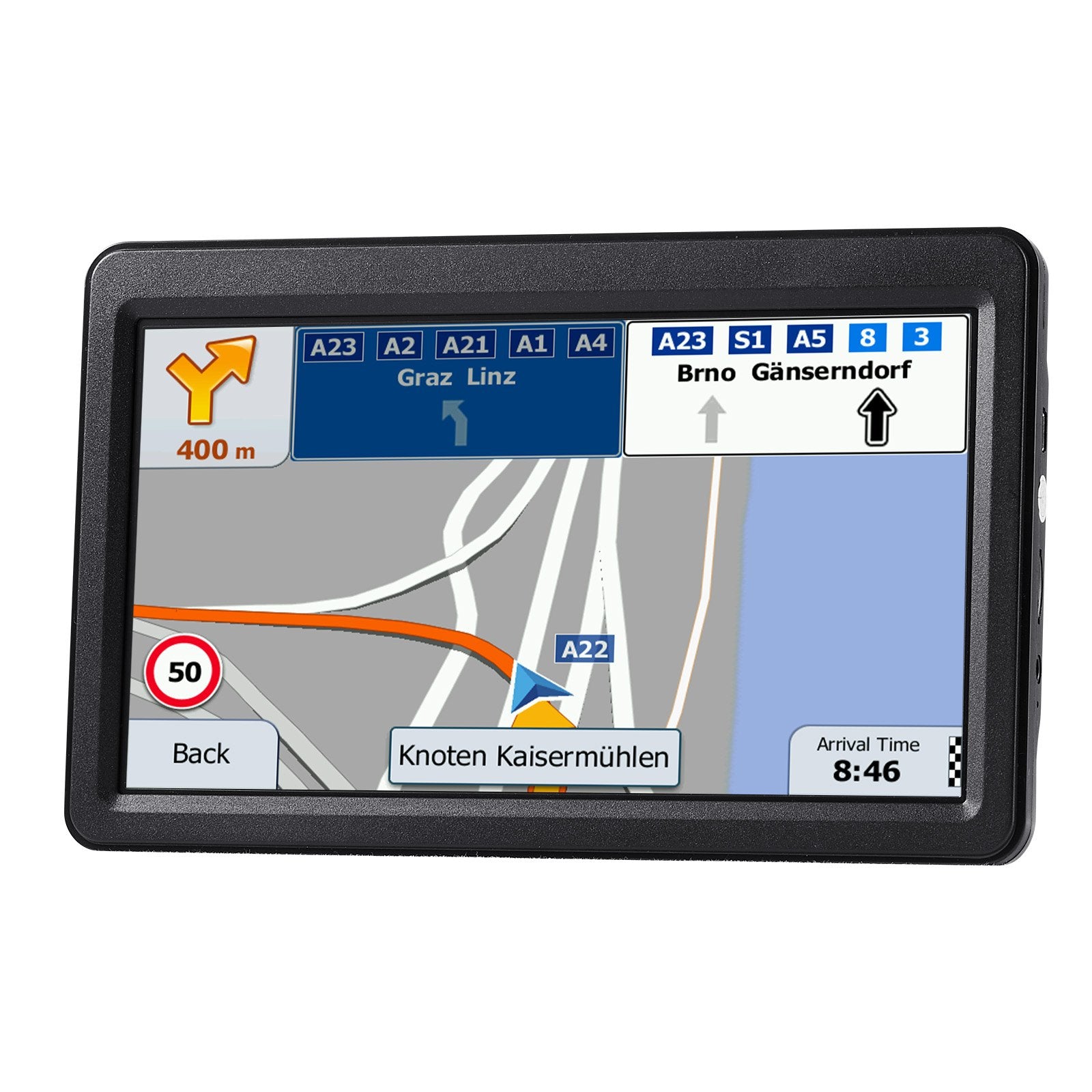 7-Inch GPS Navigator with Touch Screen, 16GB Storage, Lifetime Maps, Voice Guidance, Speed Alerts, Custom Routes for Cars, Trucks, RVs