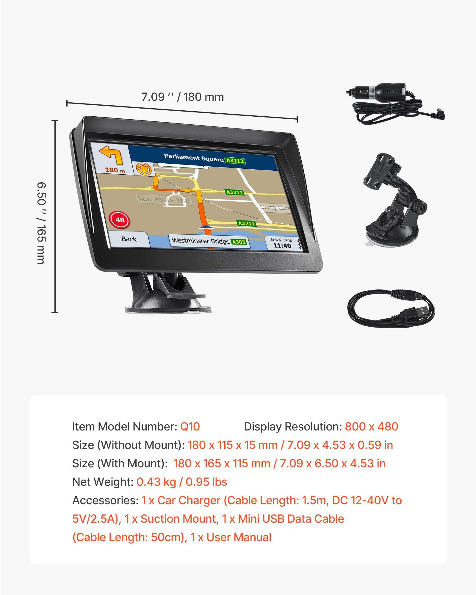 7" Touch Screen GPS Navigator with 8GB Storage, Lifetime Map Updates, Voice Guidance, Speed Alerts, Custom Truck Routing for Cars, Trucks & RVs