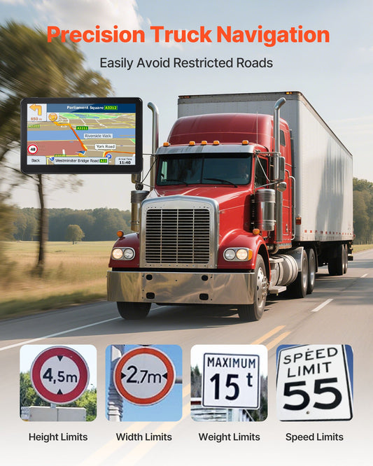 9" GPS Navigation System for Car, Truck, RV - Voice Guidance, Lifetime Maps, Custom Routes, Speed & Red Light Alerts, Easy Install