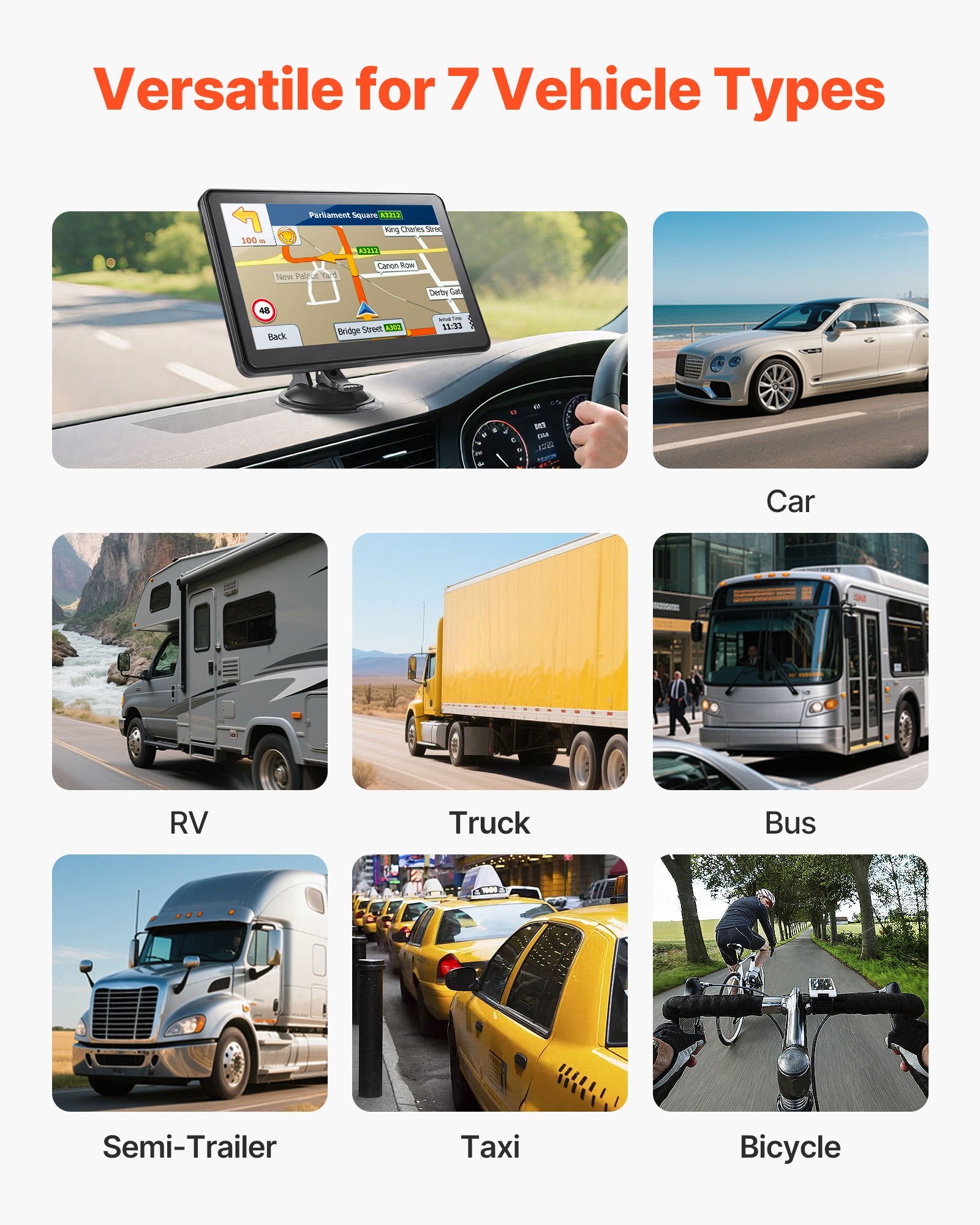 9" GPS Navigation System for Car, Truck, RV - Voice Guidance, Lifetime Maps, Custom Routes, Speed & Red Light Alerts, Easy Install
