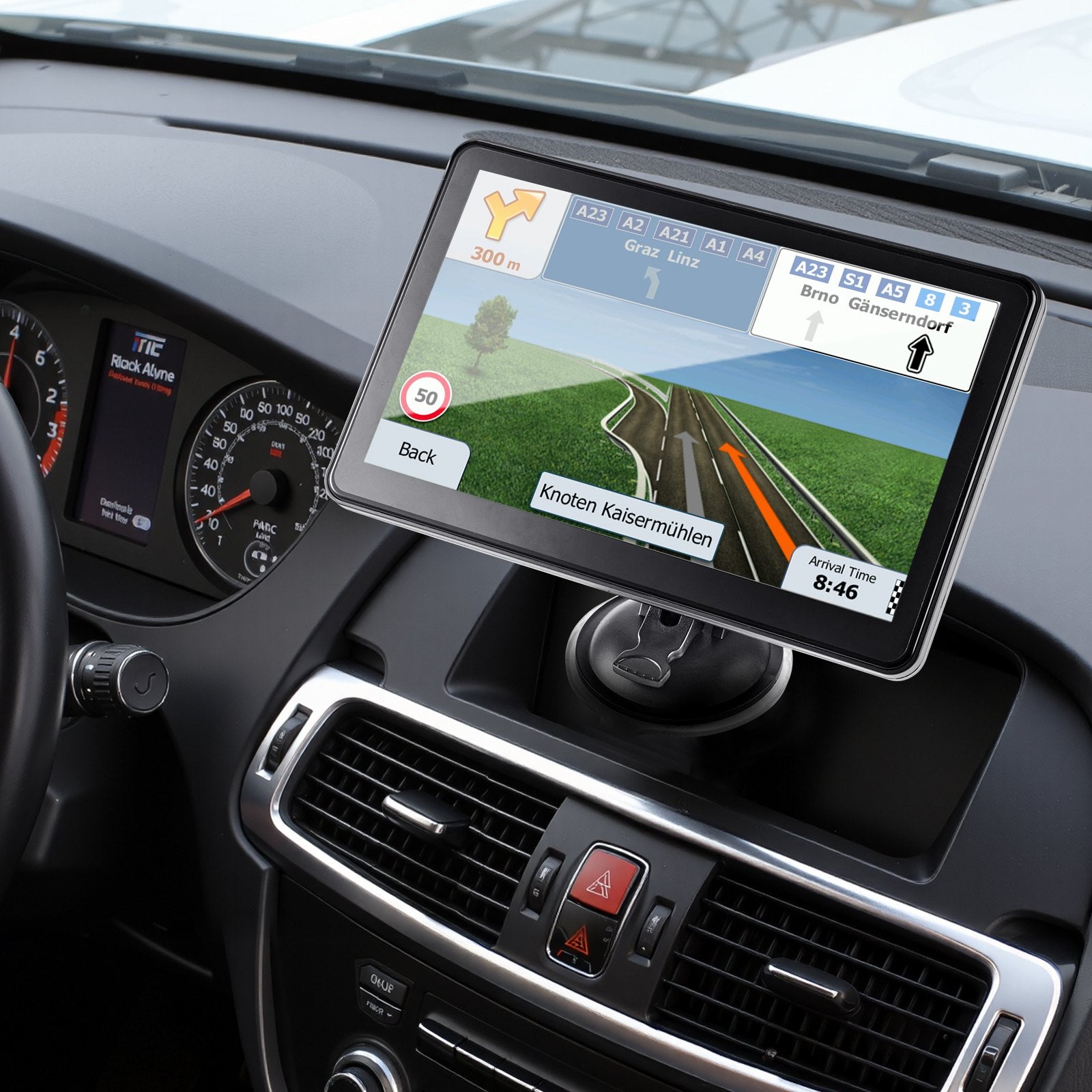 9" GPS Navigation System for Car, Truck, RV - Voice Guidance, Lifetime Maps, Custom Routes, Speed & Red Light Alerts, Easy Install