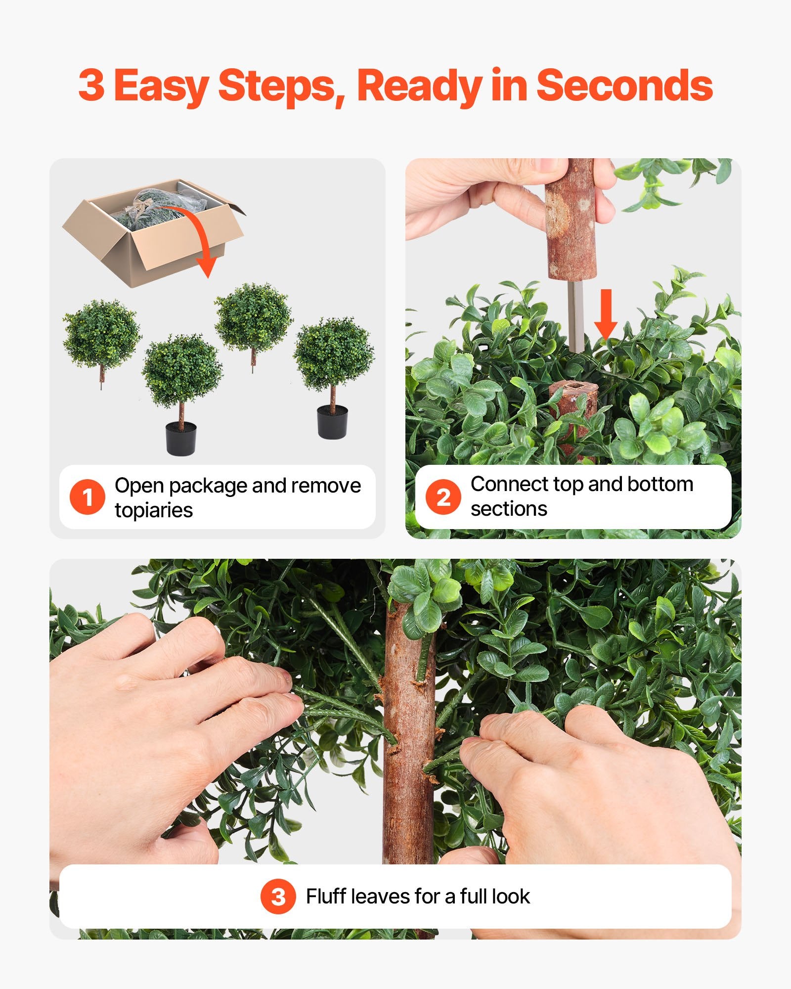 Artificial Topiary Boxwood Double Ball Set - 36" Faux Silk Trees for Realistic Outdoor & Indoor Decor, Weather-Resistant, Easy Assembly