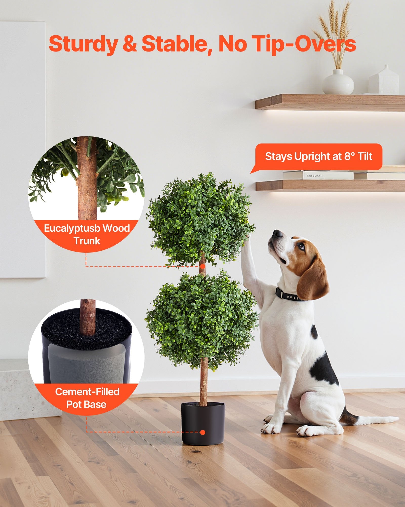 Artificial Topiary Boxwood Double Ball Set - 36" Faux Silk Trees for Realistic Outdoor & Indoor Decor, Weather-Resistant, Easy Assembly