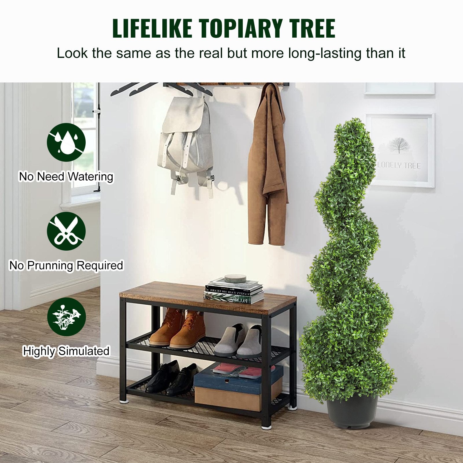 3ft Faux Boxwood Topiary Trees (2-Pack) - Durable, Replaceable Leaves for Indoor/Outdoor Decor, All-Season Greenery
