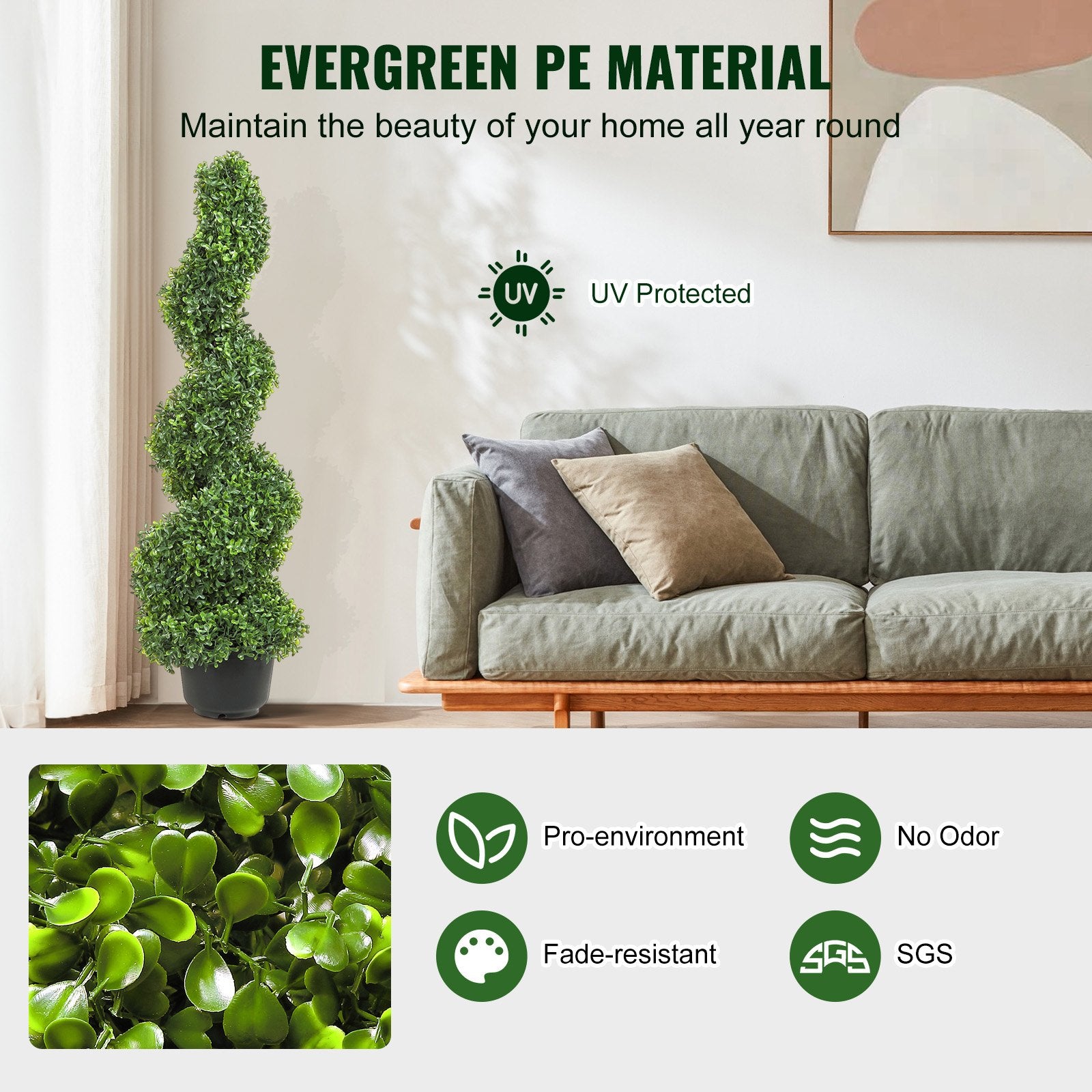 3ft Faux Boxwood Topiary Trees (2-Pack) - Durable, Replaceable Leaves for Indoor/Outdoor Decor, All-Season Greenery