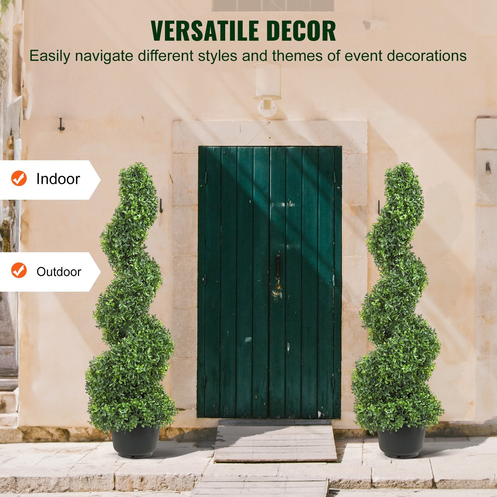 3ft Faux Boxwood Topiary Trees (2-Pack) - Durable, Replaceable Leaves for Indoor/Outdoor Decor, All-Season Greenery