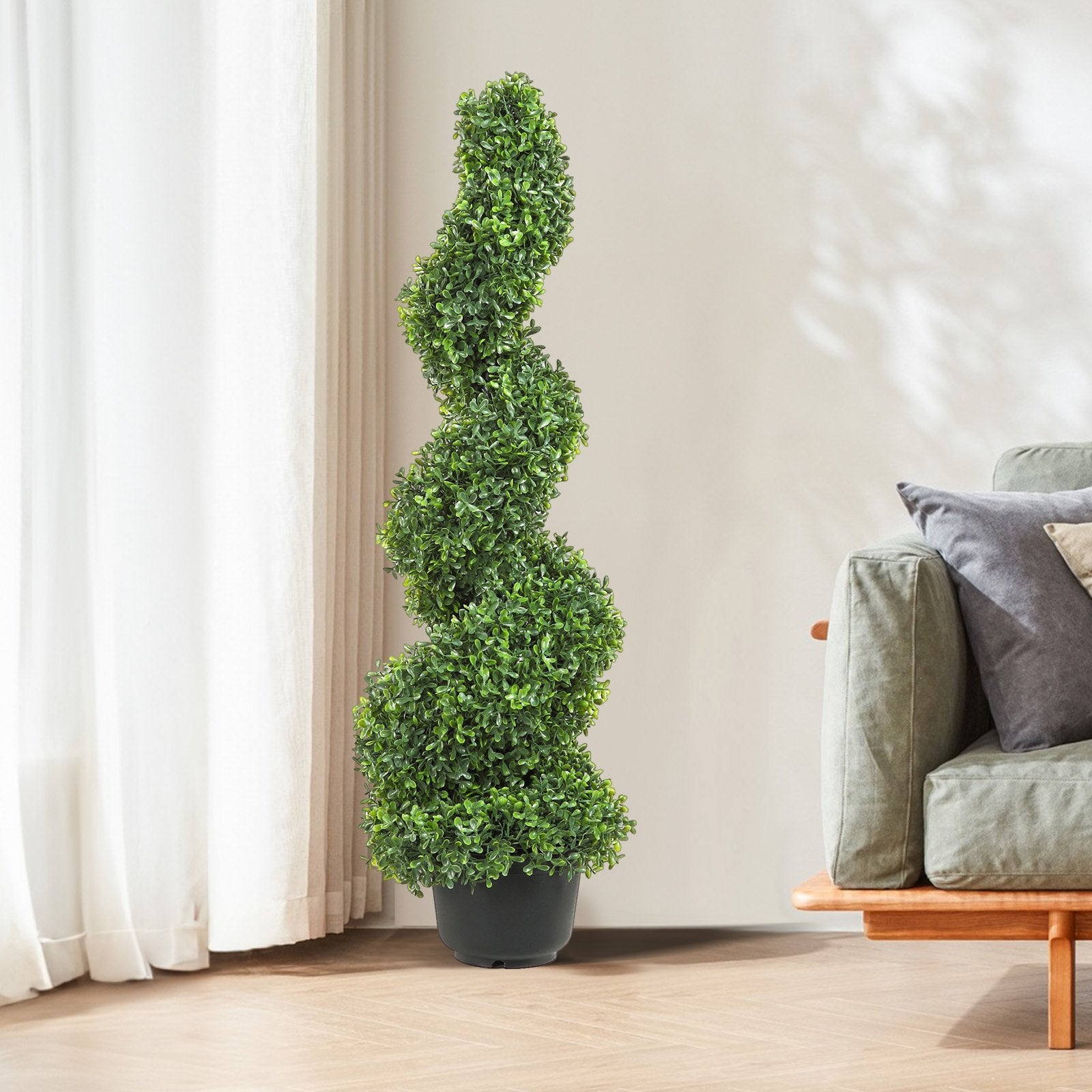 3ft Faux Boxwood Topiary Trees (2-Pack) - Durable, Replaceable Leaves for Indoor/Outdoor Decor, All-Season Greenery