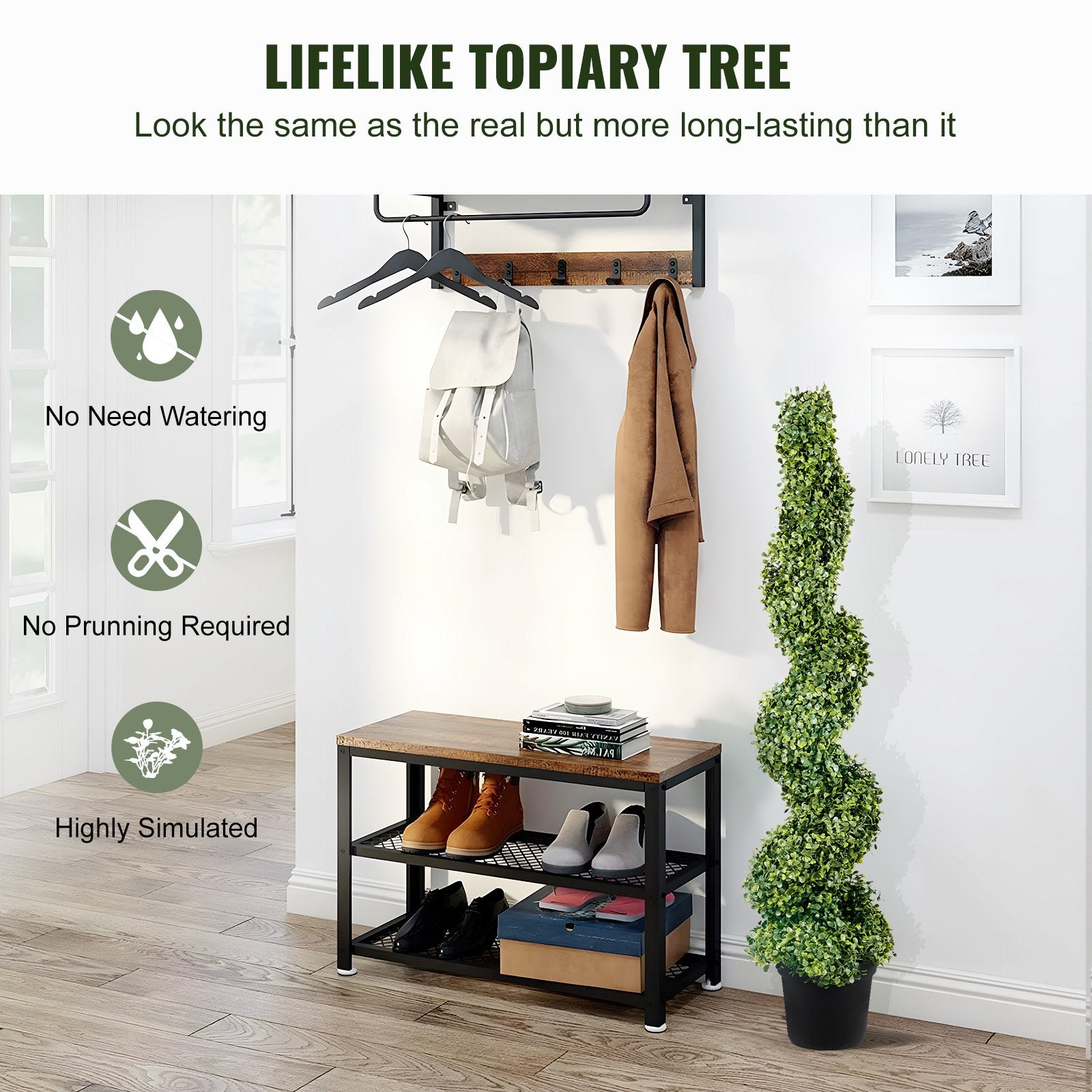 4ft Faux Boxwood Topiary Trees (Set of 2) - Year-Round Greenery with Replaceable Leaves for Indoor/Outdoor Decor & Garden Elegance