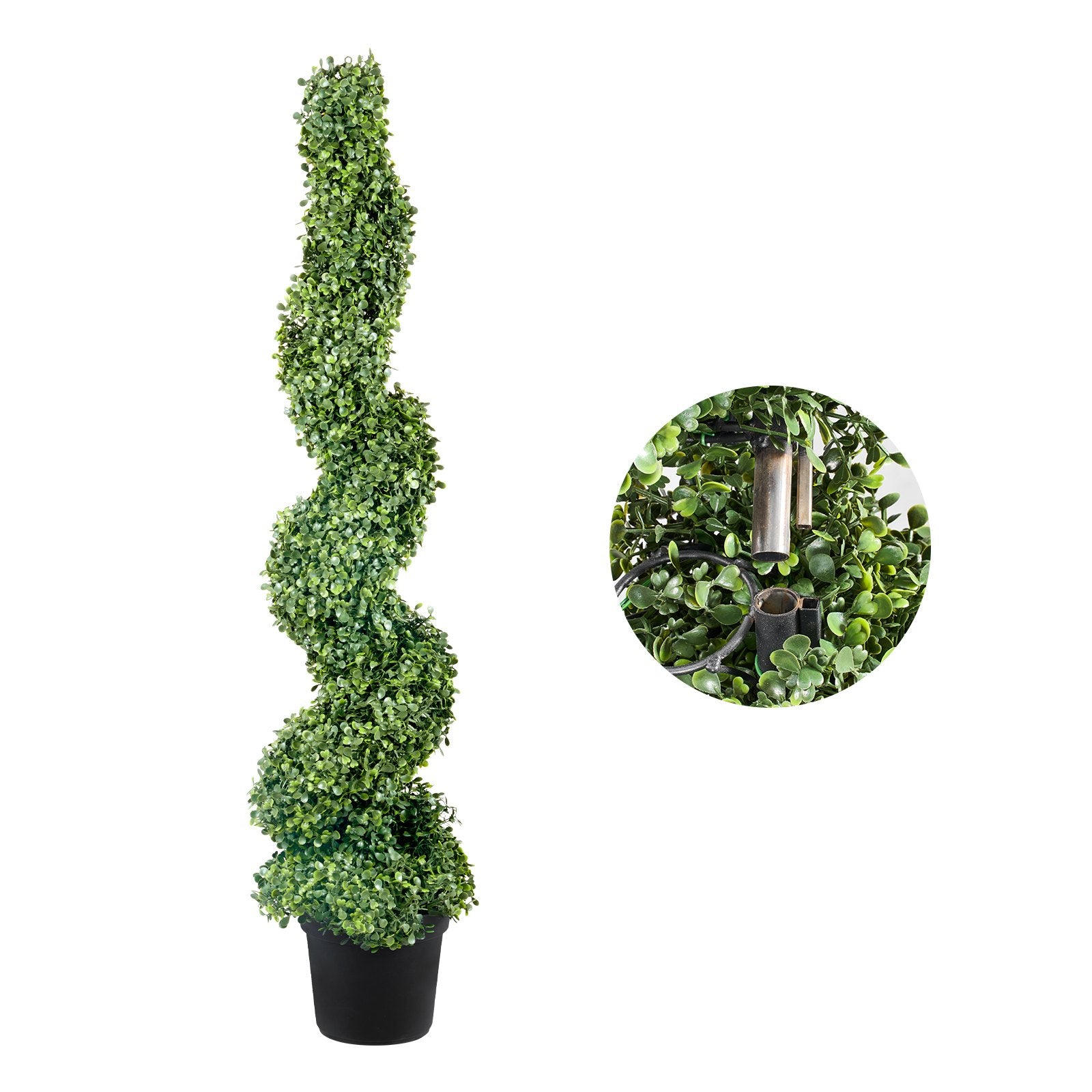 4ft Faux Boxwood Topiary Trees (Set of 2) - Year-Round Greenery with Replaceable Leaves for Indoor/Outdoor Decor & Garden Elegance