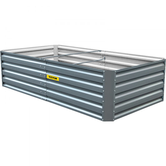 VEVOR Galvanized Raised Garden Bed, 48" x 24" x 12" Metal Planter Box, Gray Steel Plant Raised Garden Bed Kit, Planter Boxes Outdoor for Growing Vegetables, Flowers, Fruits, Herbs, and Succulents