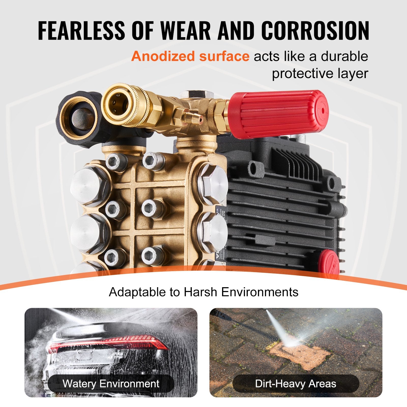 High-Performance Pressure Washer Pump Kit, 1" Shaft, 4300 PSI, 4.4GPM, 5 Nozzles, Simpson MorFlex Compatible, Durable Copper-Aluminum Build
