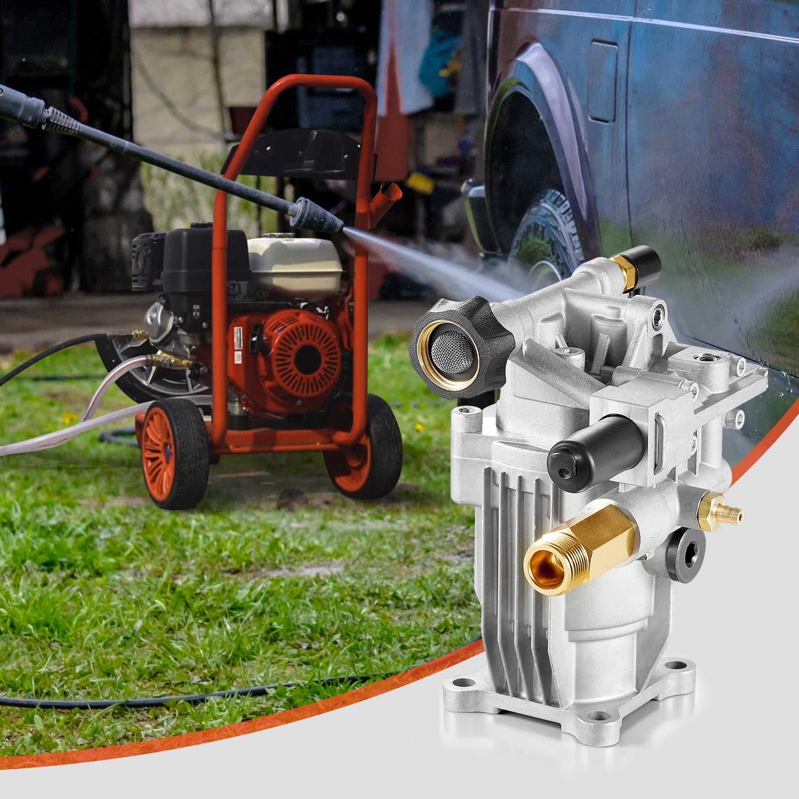 High-Performance Pressure Washer Pump Kit, 3100 PSI, 2.35 GPM, with 3/4" Shaft & Siphon Tube for Simpson, Honda & More Models