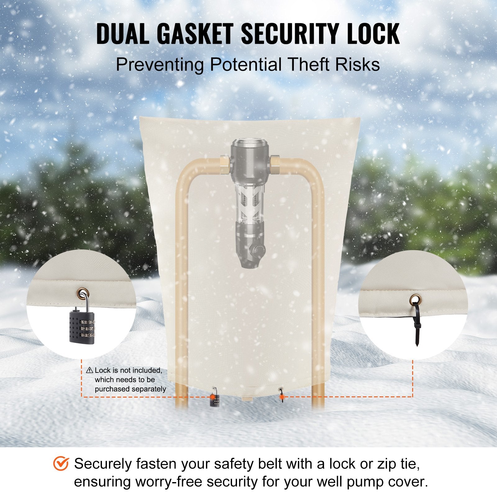 Durable Fiber Cotton Well Pump Cover, 20''x34'', Insulated Sprinkler & Backflow Valve Protector with 600D PVC Oxford & Aluminum Film