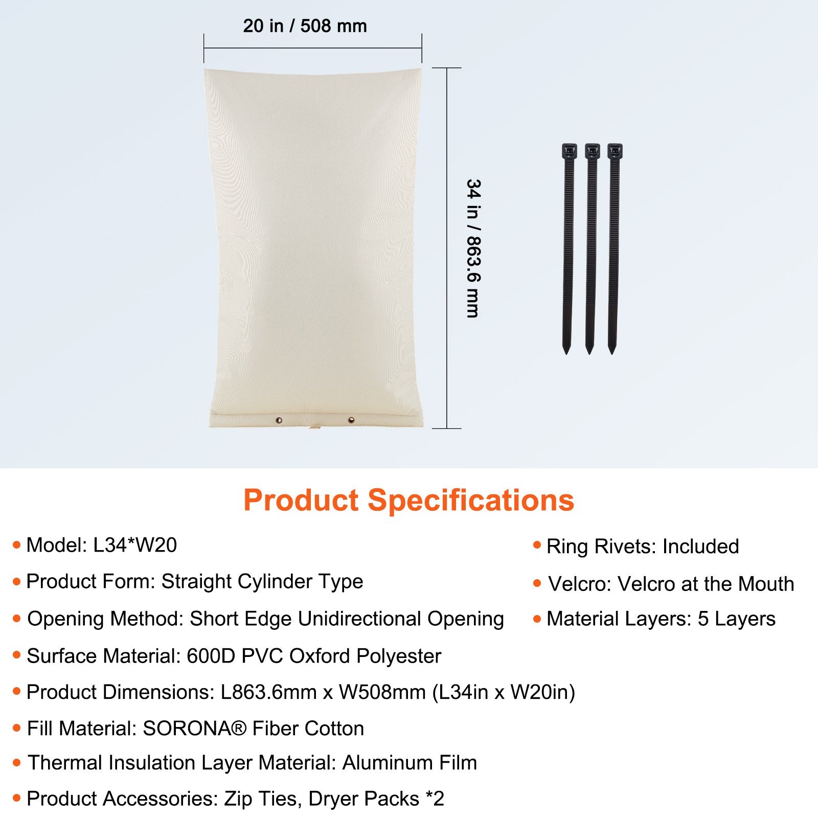 Durable Fiber Cotton Well Pump Cover, 20''x34'', Insulated Sprinkler & Backflow Valve Protector with 600D PVC Oxford & Aluminum Film