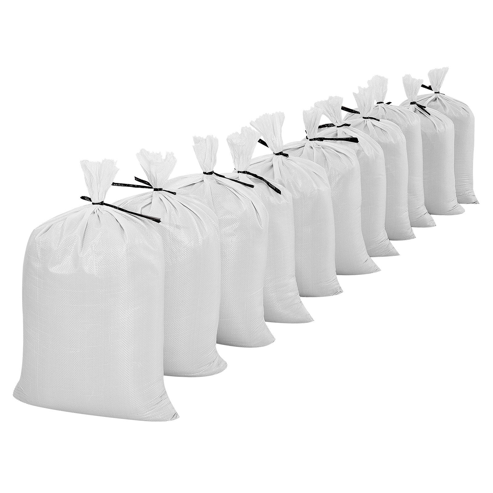 Heavy Duty 50-Pack Sand Bags 16" x 26" - UV Resistant Polypropylene for Flooding, Strong Tie Strings, 50 lbs Capacity, Versatile Use