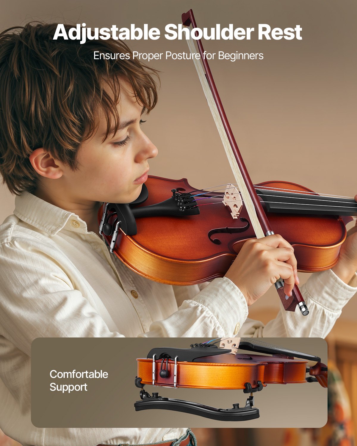 3/4 Size Violin for Adults & Beginners - Complete Fiddle Set with Case, Bow, Tuner, Rosin, and Extras - Matte Brown Finish