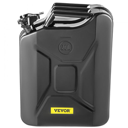 VEVOR Fuel Can, 5.3 Gallon / 20 L Portable Gas Can with Flexible Spout System, Rustproof ＆ Heat-resistant Steel Fuel Tank for Cars Trucks Equipment, Black