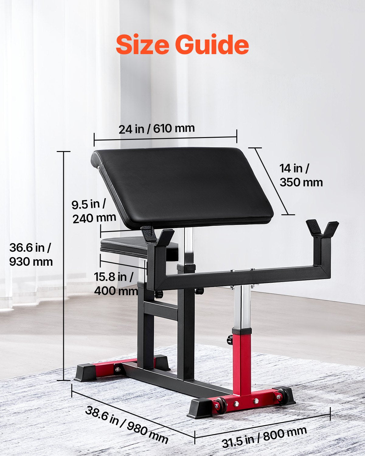 Adjustable Preacher Curl Bench for Home Gym - 440 LBS Capacity, Isolated Bicep Machine, Barbell/Dumbbell Station with Robust Steel and Comfort Padding