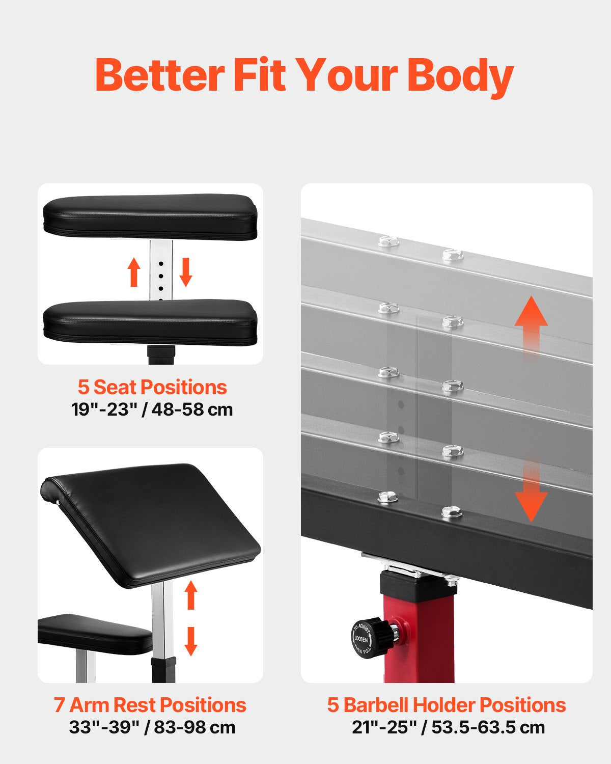 Adjustable Preacher Curl Bench for Home Gym - 440 LBS Capacity, Isolated Bicep Machine, Barbell/Dumbbell Station with Robust Steel and Comfort Padding