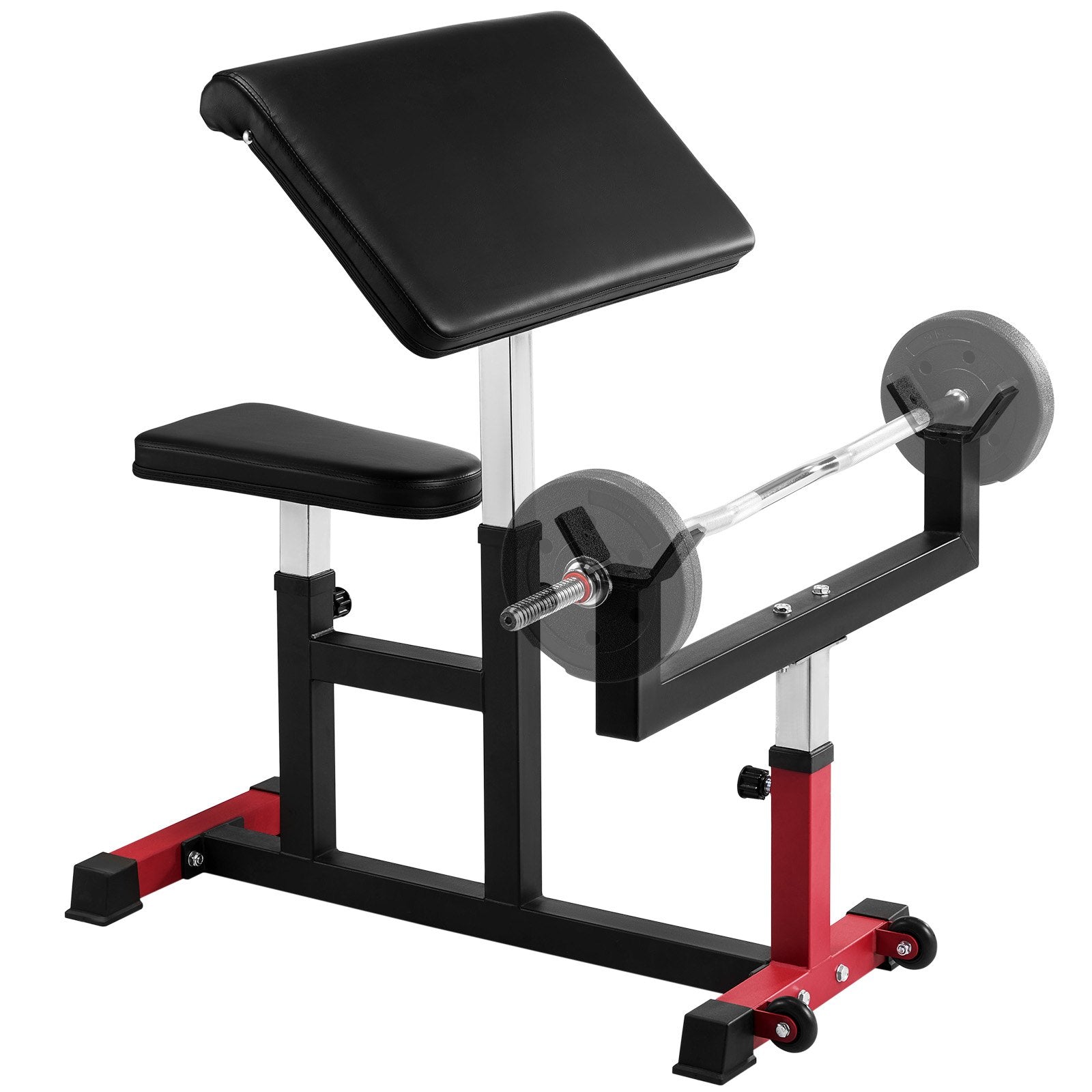 Adjustable Preacher Curl Bench for Home Gym - 440 LBS Capacity, Isolated Bicep Machine, Barbell/Dumbbell Station with Robust Steel and Comfort Padding