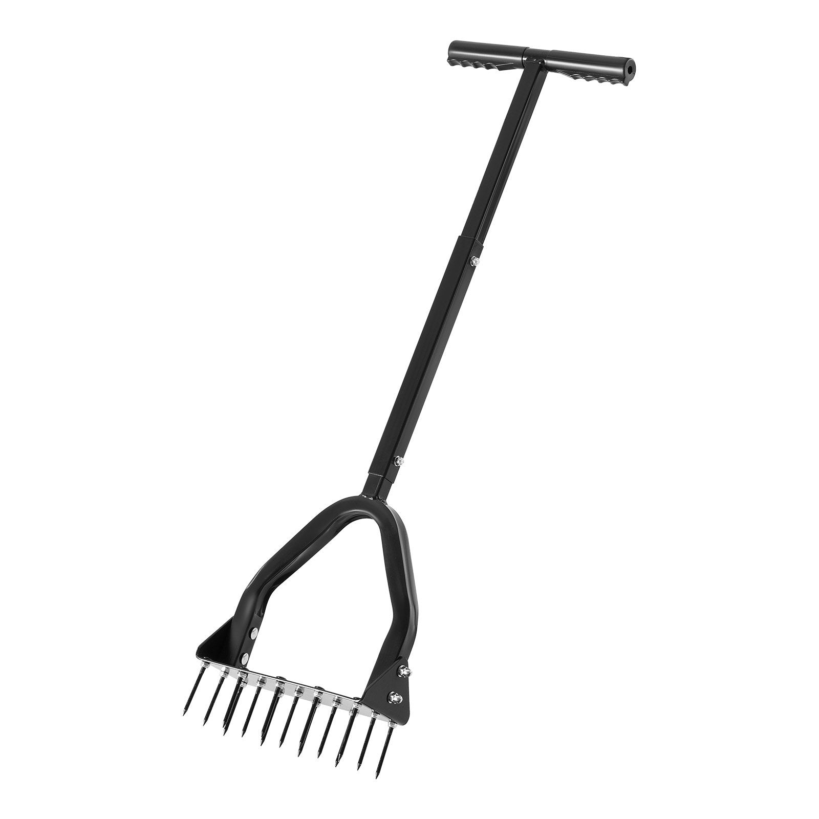 Heavy Duty Lawn Aerator with 15 Iron Spikes, Long Handle & Wide Plate for Compacted Soil, Manual Core Aeration Tool for Green Lawn