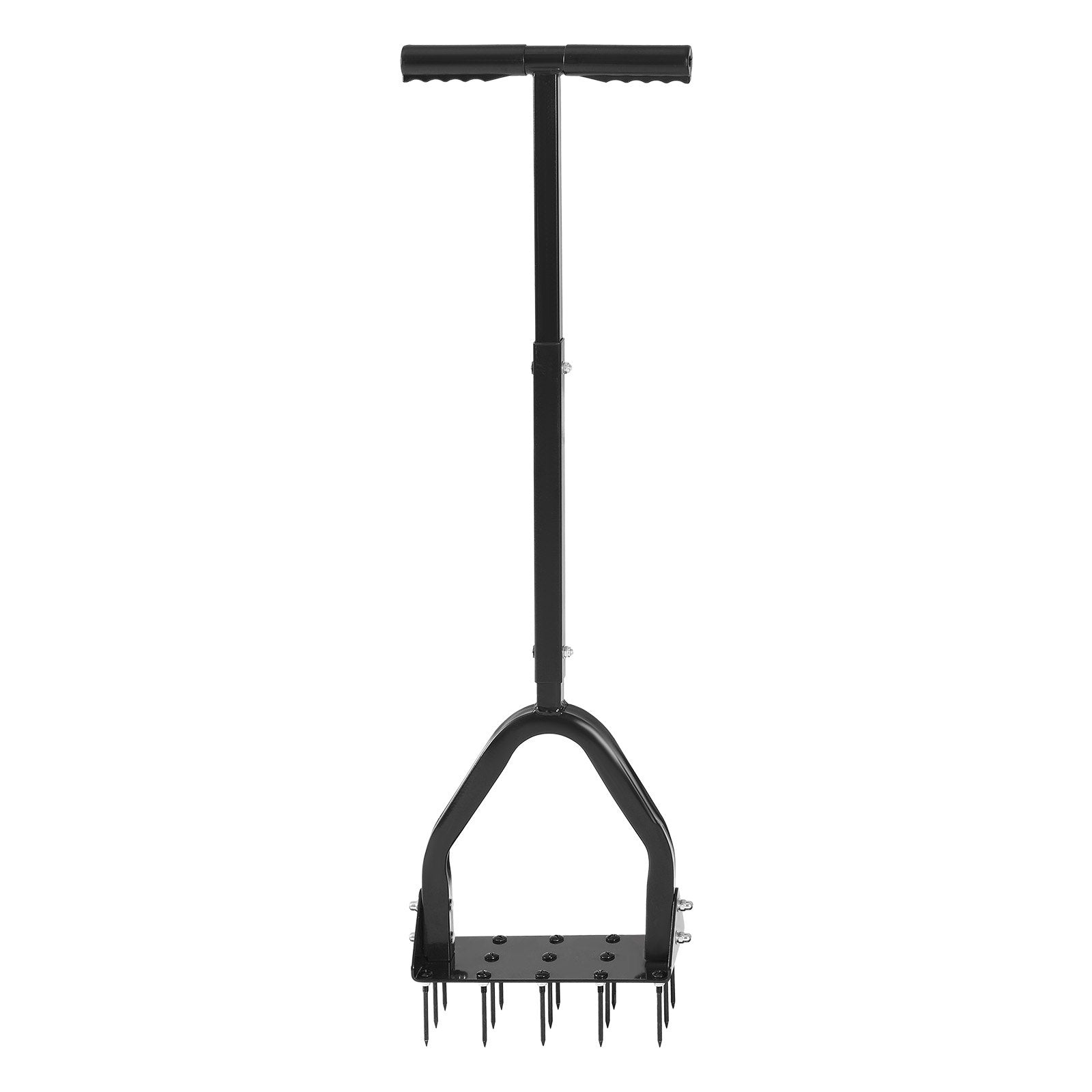 Heavy Duty Lawn Aerator with 15 Iron Spikes, Long Handle & Wide Plate for Compacted Soil, Manual Core Aeration Tool for Green Lawn
