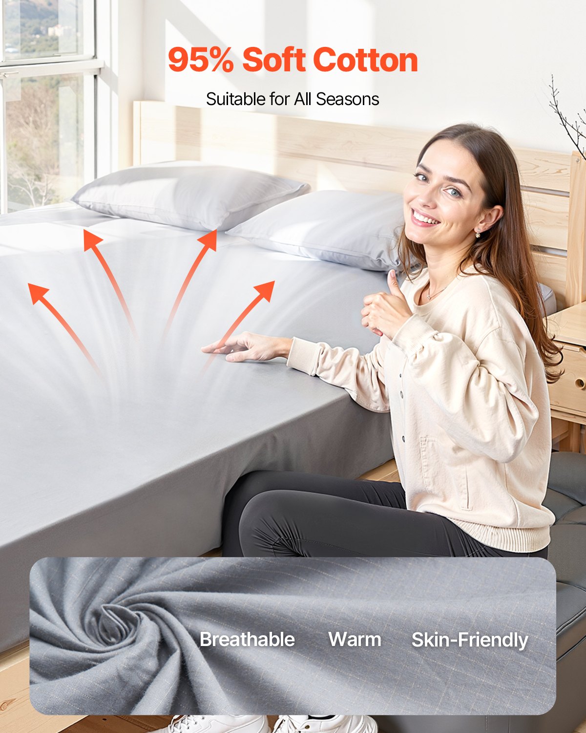 King Size Grounding Bed Sheets - 95% Cotton, 5% Silver Fiber for Wellness, Earth Grounded with Cord & Tester, Enhanced Sleep & Comfort (Gray, 78x80x13 in)