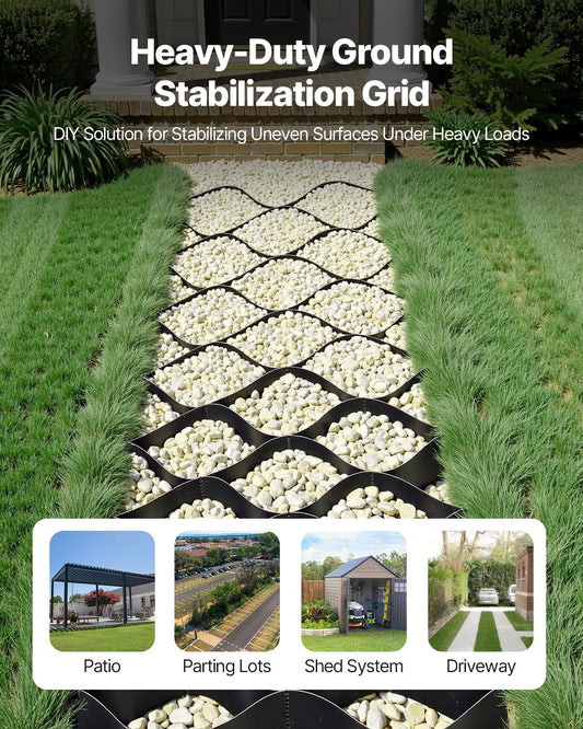 Heavy-Duty Gravel Grid for Driveway Stabilization, Permeable Geo Grids, Ideal for Garden, Patio, Walkway, and RV Parking Solutions