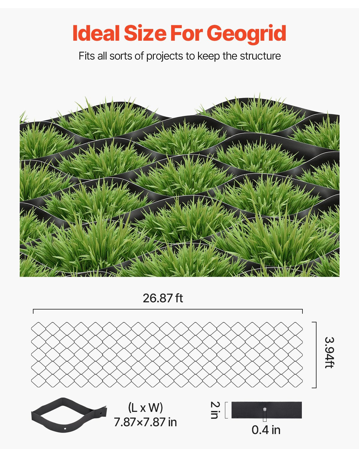 Heavy-Duty Gravel Grid for Driveway Stabilization, Permeable Geo Grids, Ideal for Garden, Patio, Walkway, and RV Parking Solutions