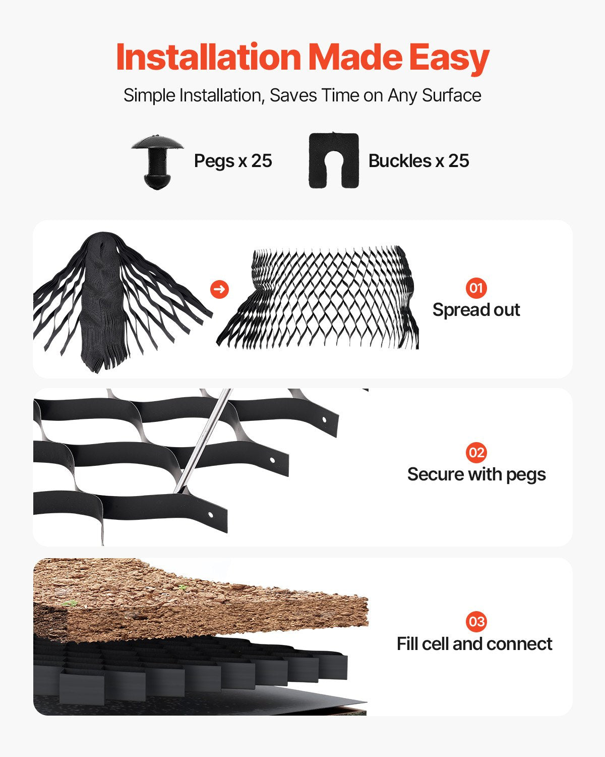 Heavy-Duty Gravel Grid for Driveway Stabilization, Permeable Geo Grids, Ideal for Garden, Patio, Walkway, and RV Parking Solutions