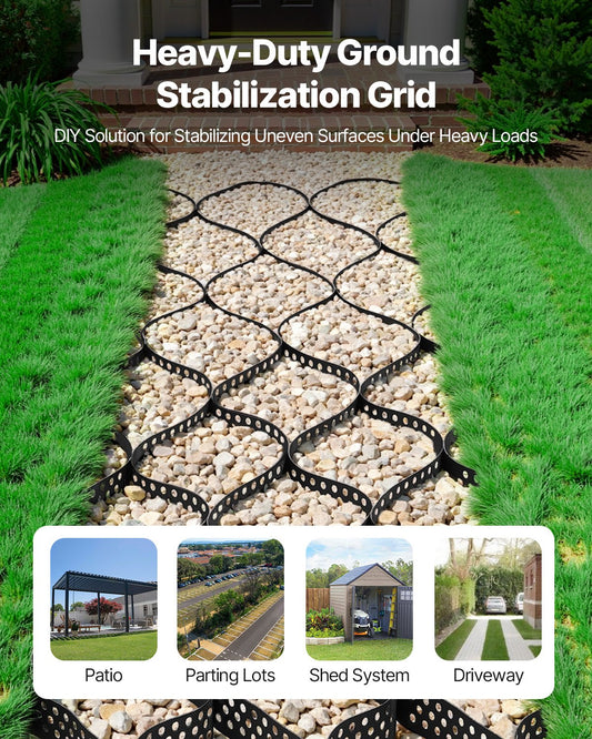 Heavy-Duty 2-Inch Gravel Grid for Driveway Stabilization, Permeable Retainer for Gardens, Patios, Walkways, RV Parking, and Slopes