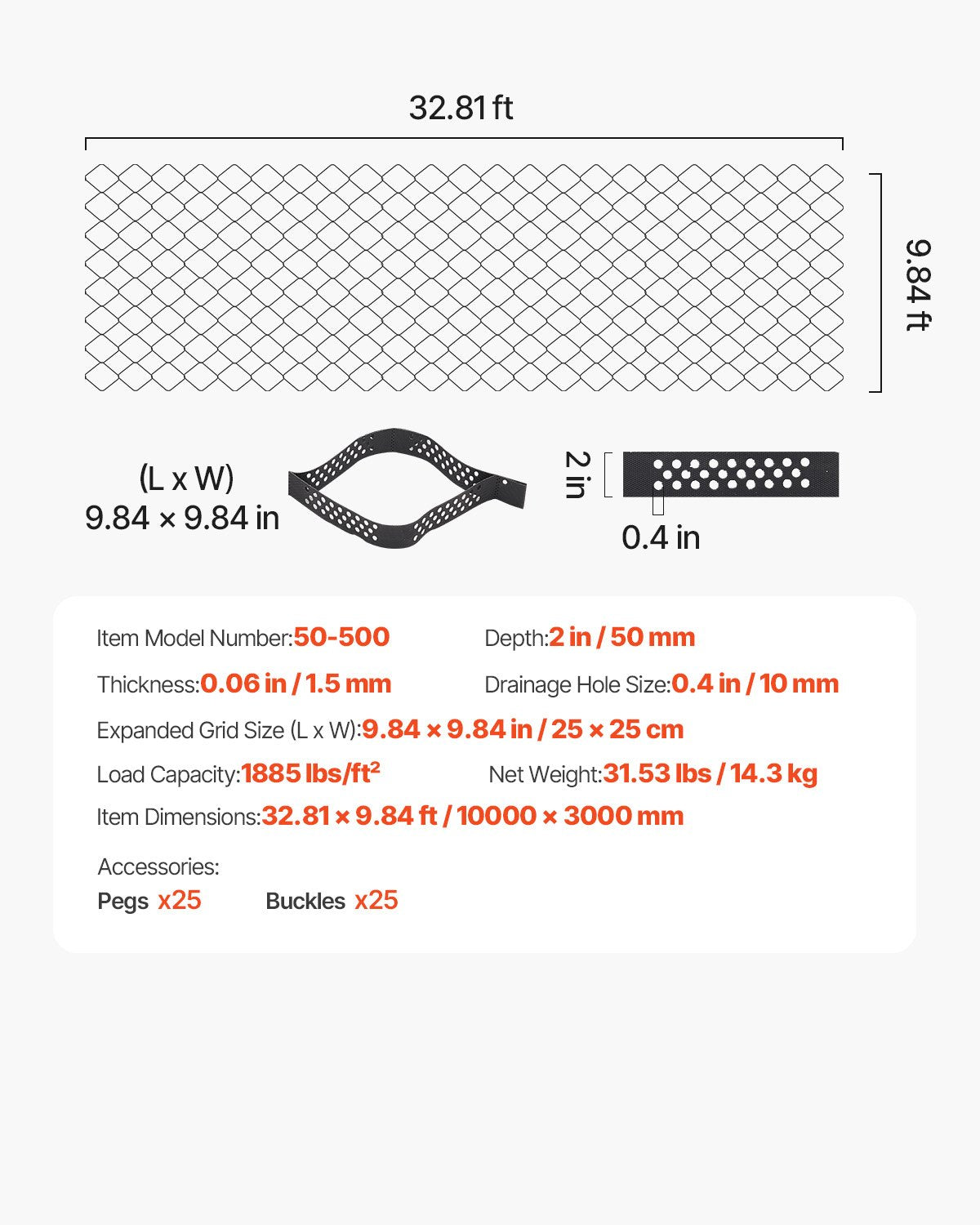 Heavy-Duty 2-Inch Gravel Grid for Driveway Stabilization, Permeable Retainer for Gardens, Patios, Walkways, RV Parking, and Slopes