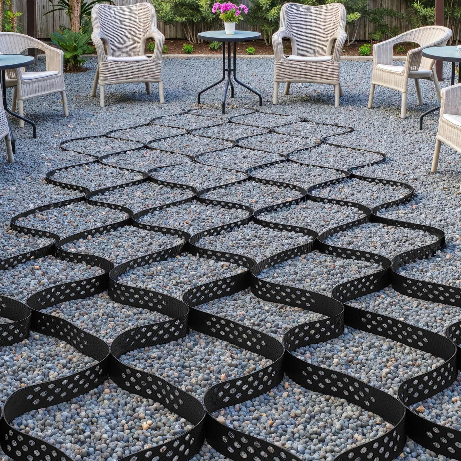 Heavy-Duty 2-Inch Gravel Grid for Driveway Stabilization, Permeable Retainer for Gardens, Patios, Walkways, RV Parking, and Slopes