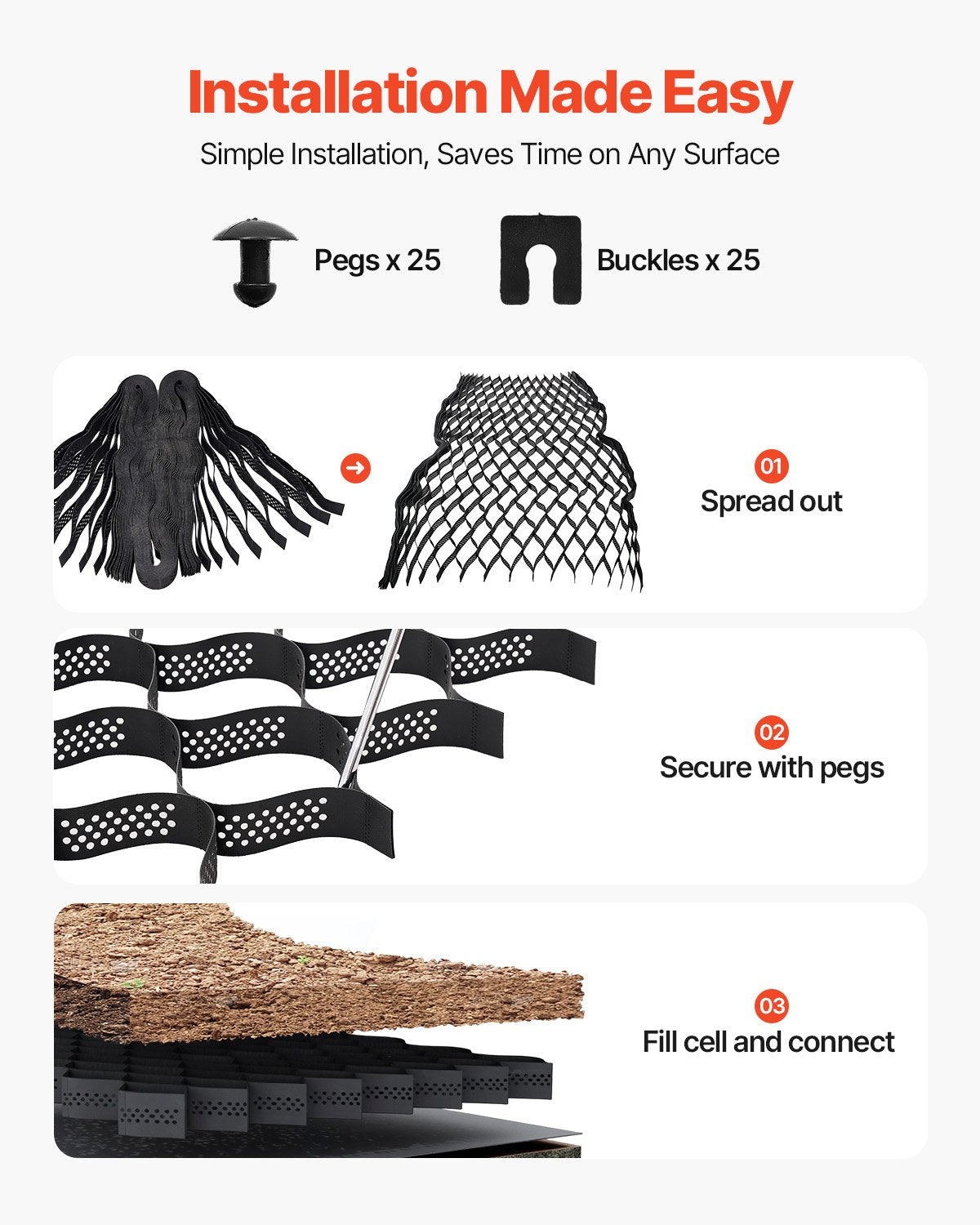 Heavy-Duty Gravel Grid with Superior Load Capacity and Easy Installation for Driveway, Garden, Patio, Walkway, RV Parking, and Erosion Control