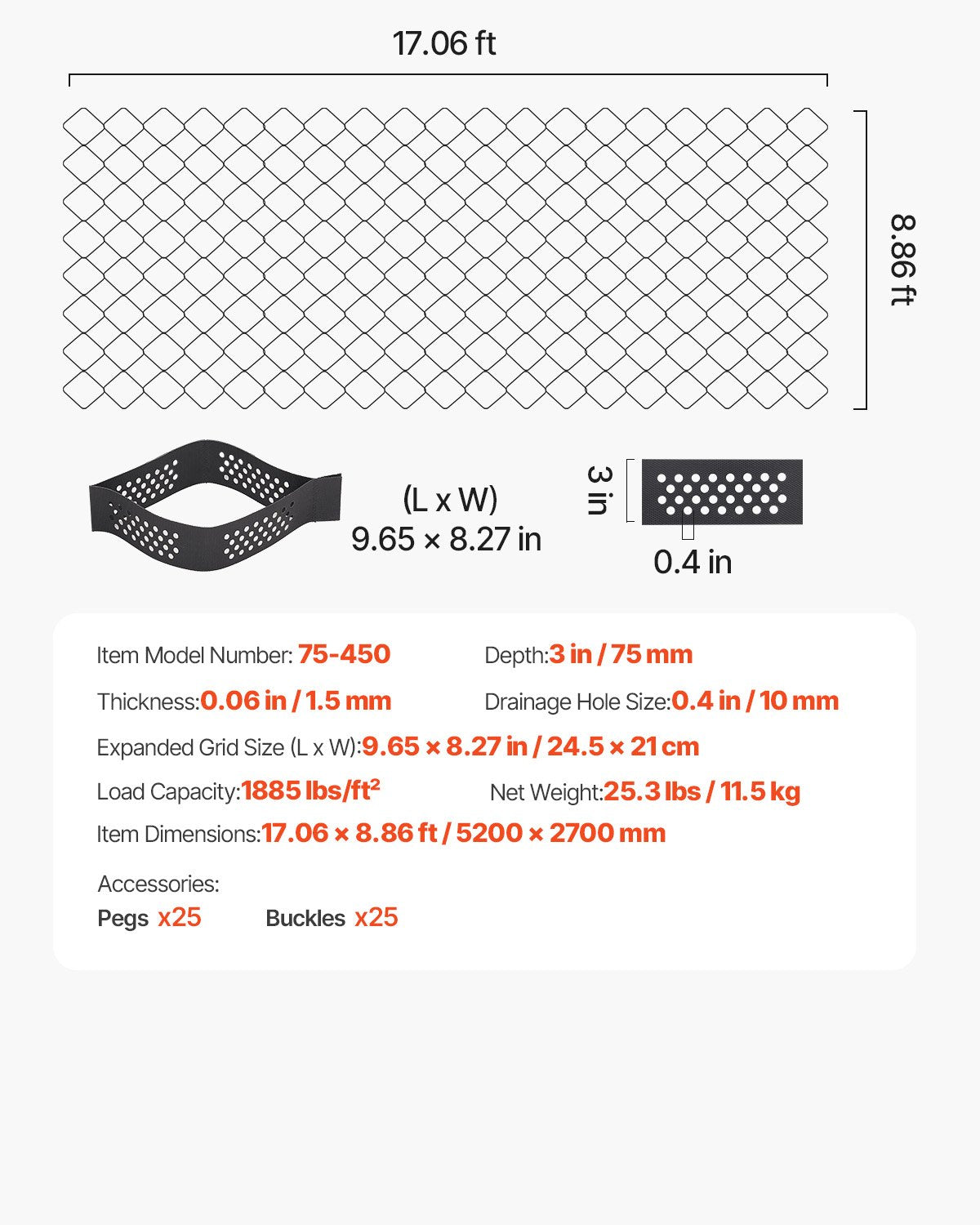 Heavy-Duty Gravel Grid with Superior Load Capacity and Easy Installation for Driveway, Garden, Patio, Walkway, RV Parking, and Erosion Control