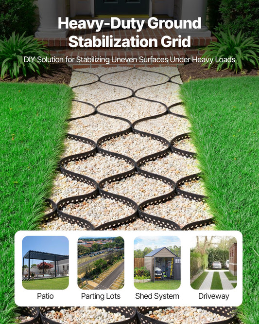 Heavy-Duty Gravel Grid - 3 Inch Depth, 24.93x9.52 FT - Ideal for Driveway Stabilization, Grass Retention, Garden & RV Parking Solutions