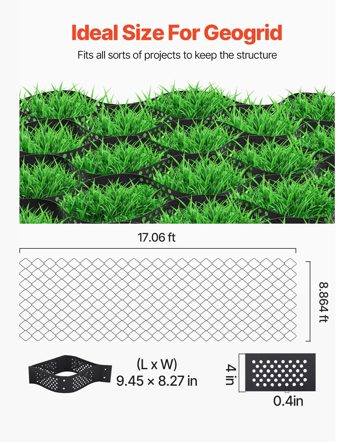 Heavy-Duty Gravel Grid for Driveway and Landscape Stabilization, 4-Inch Depth, Permeable Retainer for Garden, Patio, Walkway, and RV Parking