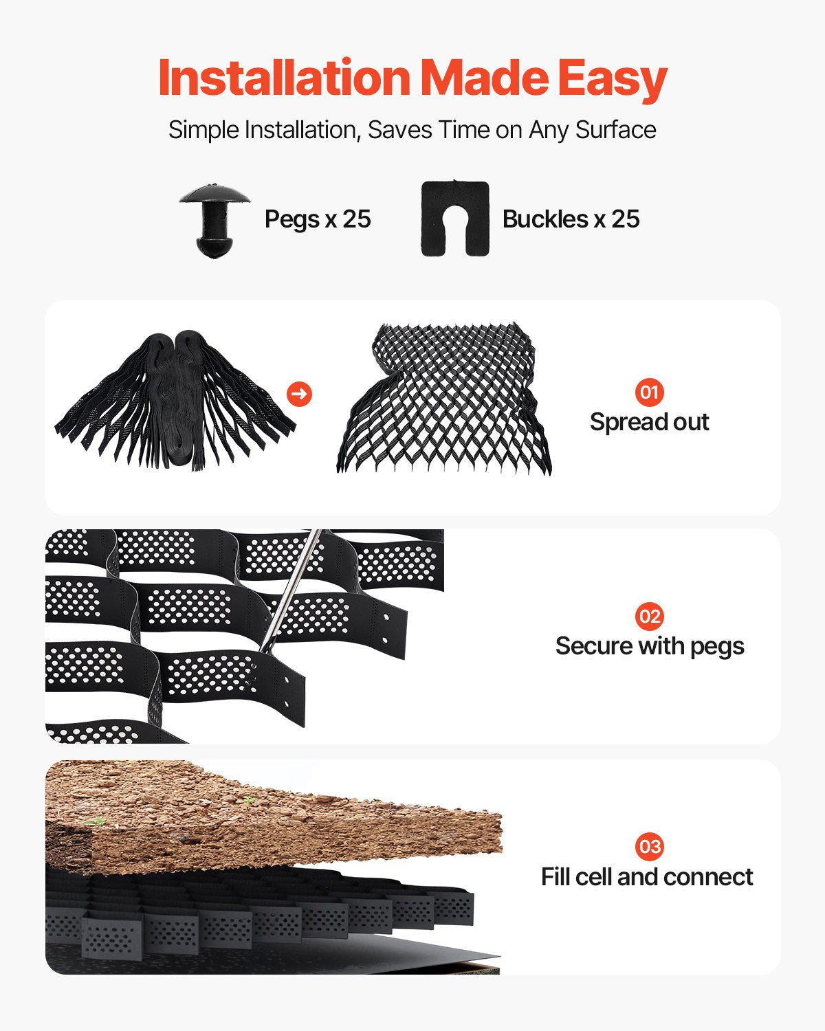 Heavy-Duty Gravel Grid for Driveway and Landscape Stabilization, 4-Inch Depth, Permeable Retainer for Garden, Patio, Walkway, and RV Parking