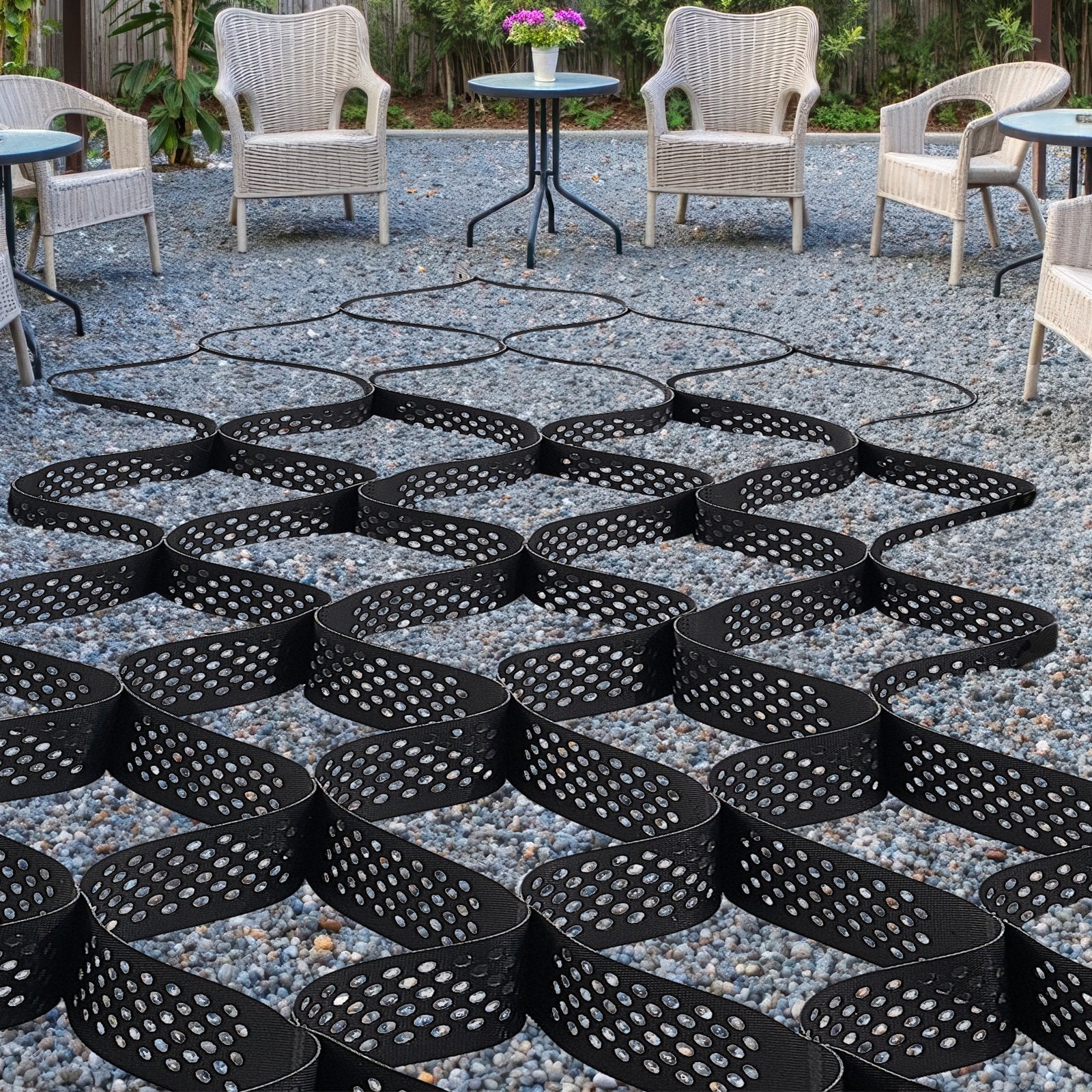 Heavy-Duty Gravel Grid for Driveway and Landscape Stabilization, 4-Inch Depth, Permeable Retainer for Garden, Patio, Walkway, and RV Parking