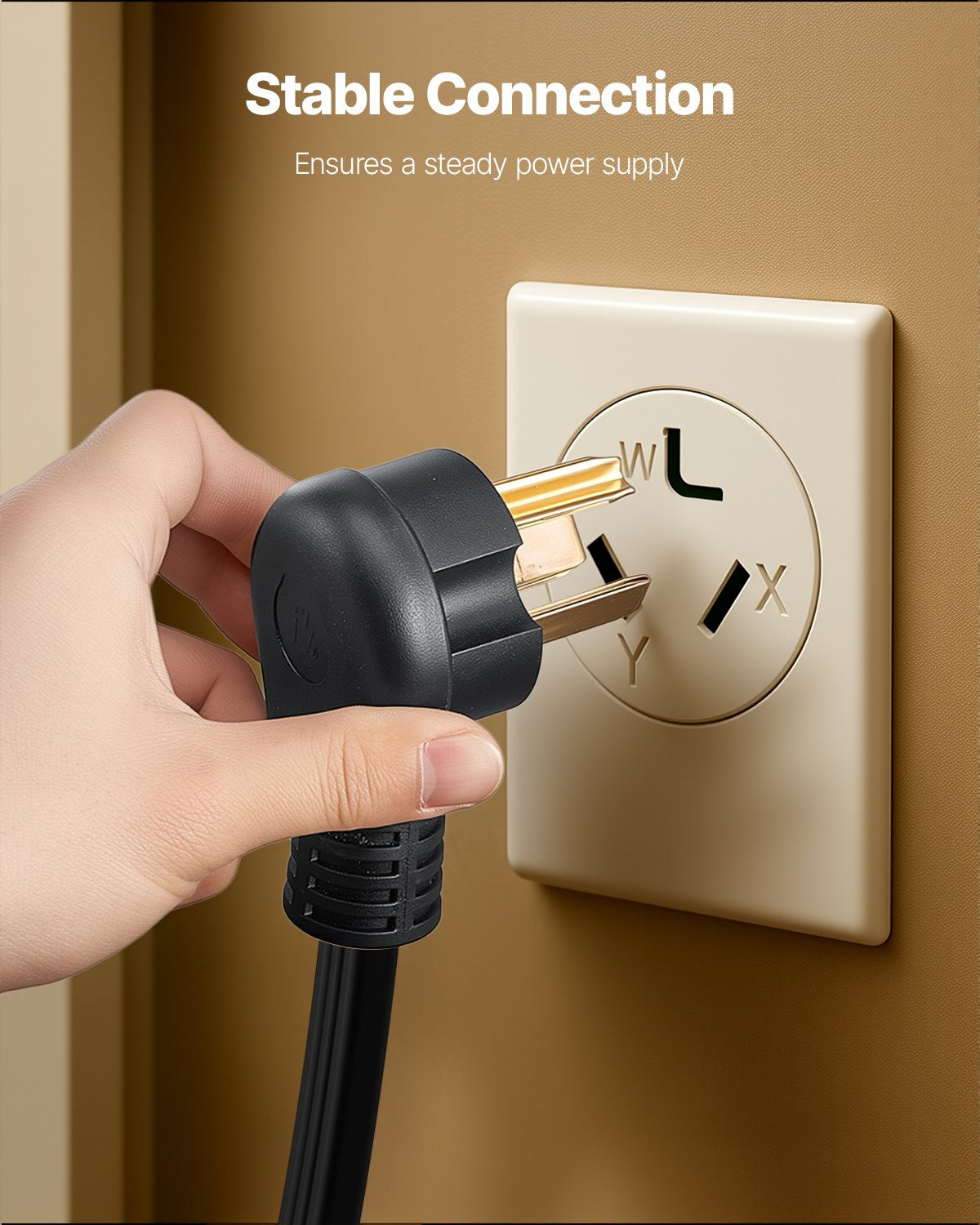 10 ft Heavy-Duty Dryer Power Cord, 3-Prong NEMA 10-30P with Eyelet Connectors, 125V/250V, 30A, Pure Copper, Flexible & Secure for Indoor/Outdoor Use