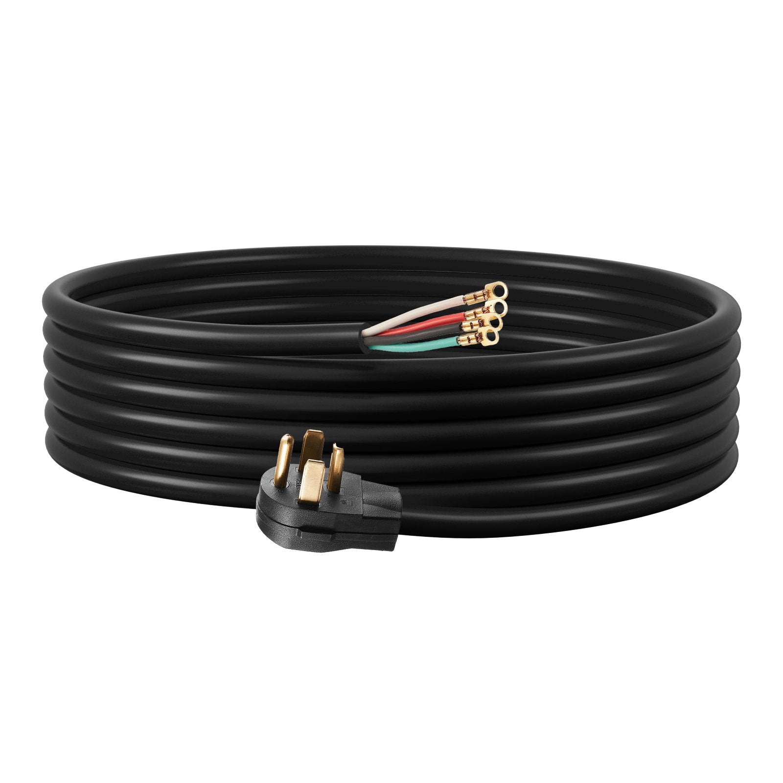 10 ft 4-Prong Dryer Power Cord, NEMA 14-30P with Eyelet Connectors, 125V/250V, 30A, Pure Copper, PVC Tie, Indoor/Outdoor, High Flexibility & Security