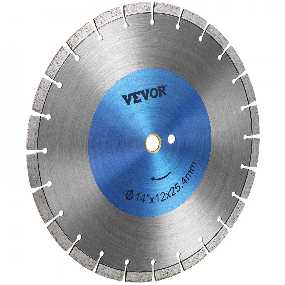 VEVOR Diamond Saw Blade 14\", Concrete Saw Blade Wet or Dry Segmented Cutting Wheel Masonry Wet Saw Blade General Purpose Power Saw 12mm for Concrete Brick Block Masonry