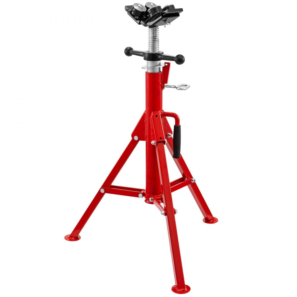 VEVOR Pipe Jack Stand with 4-Ball Transfer V-Head and Folding Legs 1500LB Welding Pipe Stand Adjustable Height 28-52IN 1107A-type Pipe Jacks for Welding
