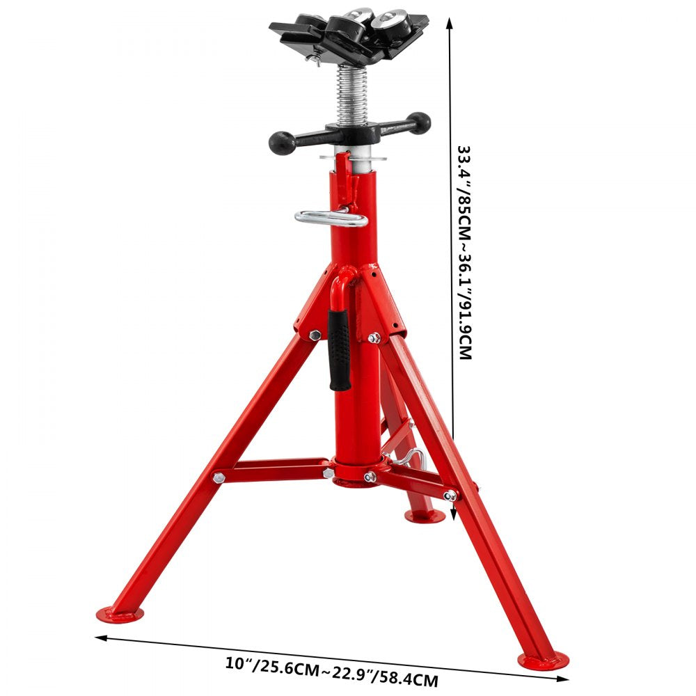 VEVOR Pipe Jack Stand with 4-Ball Transfer V-Head and Folding Legs 1500LB Welding Pipe Stand Adjustable Height 28-52IN 1107A-type Pipe Jacks for Welding