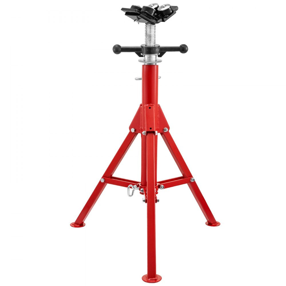 VEVOR Pipe Jack Stand with 4-Ball Transfer V-Head and Folding Legs 1500LB Welding Pipe Stand Adjustable Height 28-52IN 1107A-type Pipe Jacks for Welding