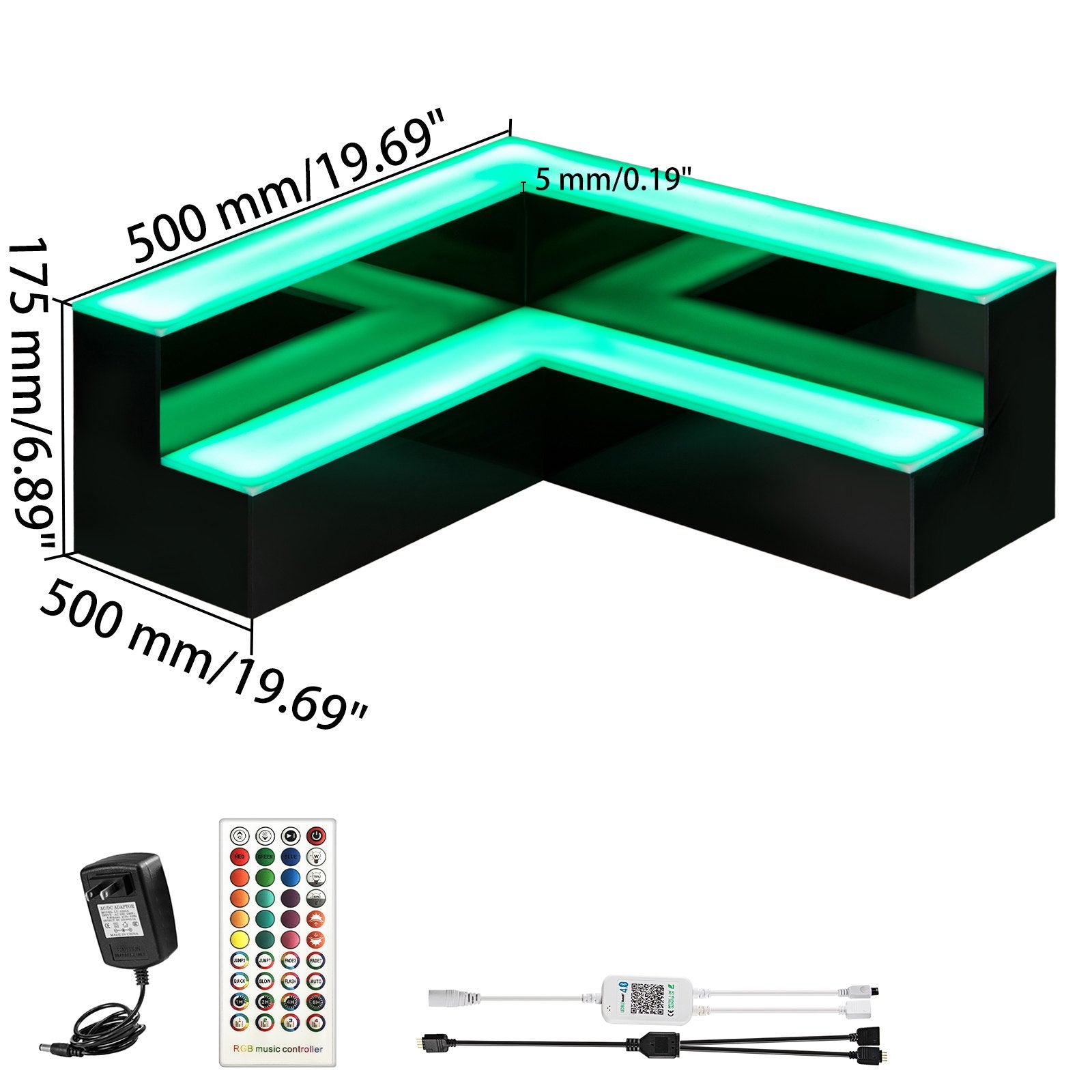 20-Inch Corner LED Liquor Display Shelf - 2-Step Acrylic Bottle Holder with Remote & App Control for Home or Commercial Bar Lighting