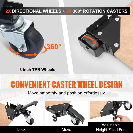 Universal Heavy Duty Mobile Base Stand, Adjustable 9.5" to Infinite, 400 lbs Capacity, Swivel Wheels for Woodworking, Bandsaw, Power Tools